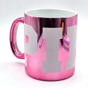 Victoria's Secret PINK Metallic Oversized Ceramic Mug 29.76 oz White Letters